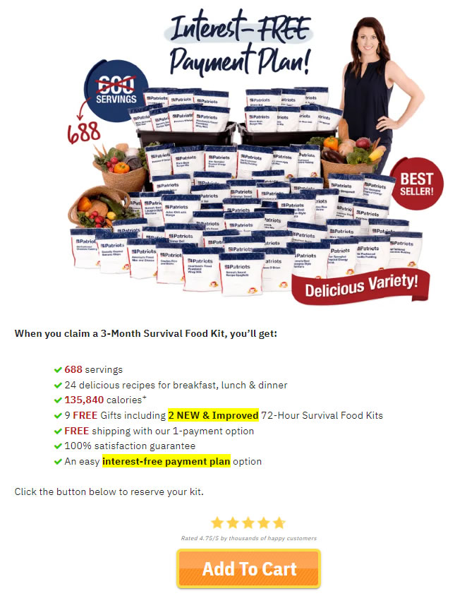 4Patriots 3 Month Food Supply Review highlighting the features and value of the Food Kit